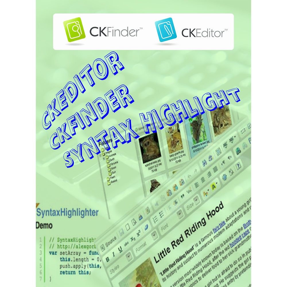 دانلود ادیتور متن CKEditor + فایل منیجر CKFinder + پلاگین Syntax Highlight